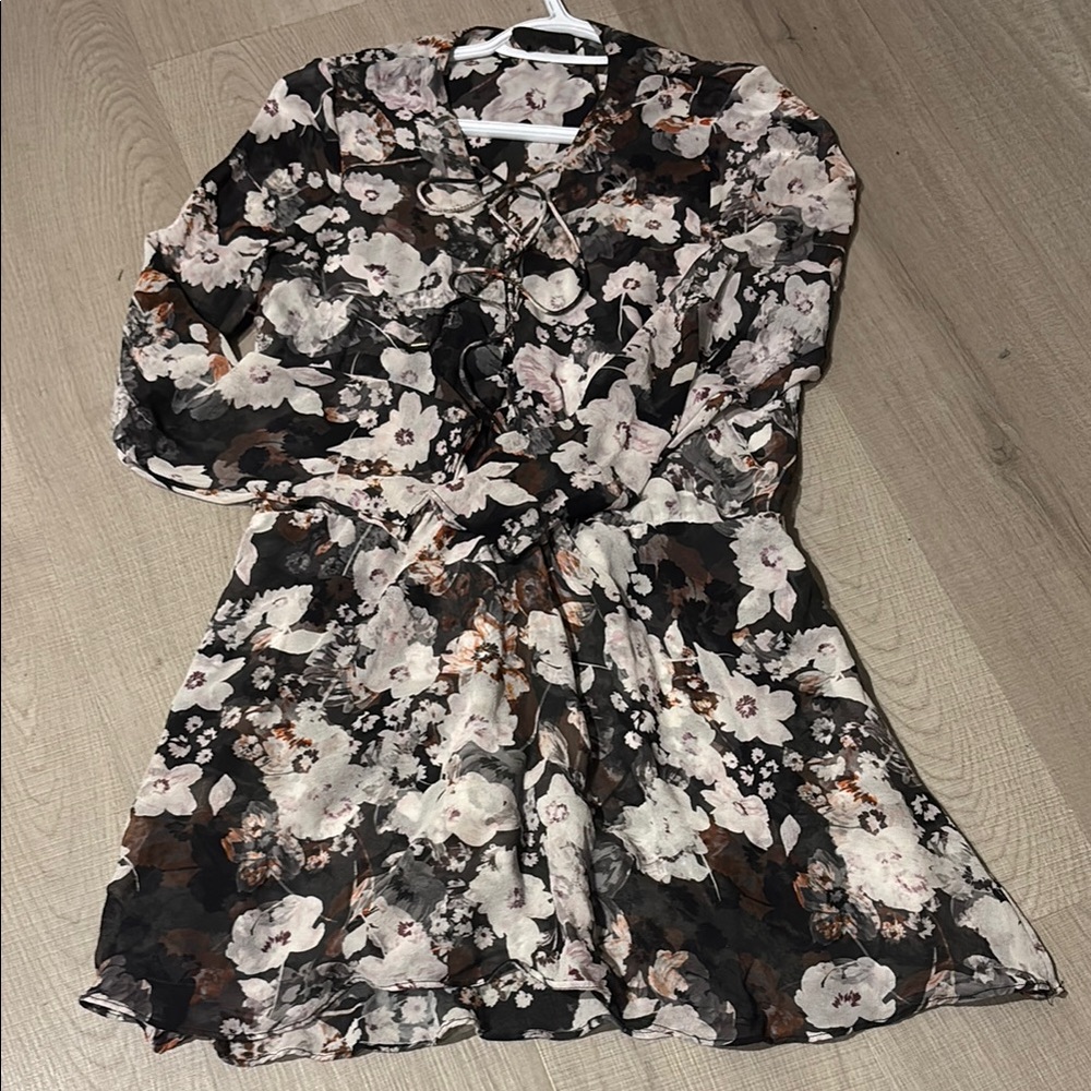 INTERMIX Floral Black and White Dress